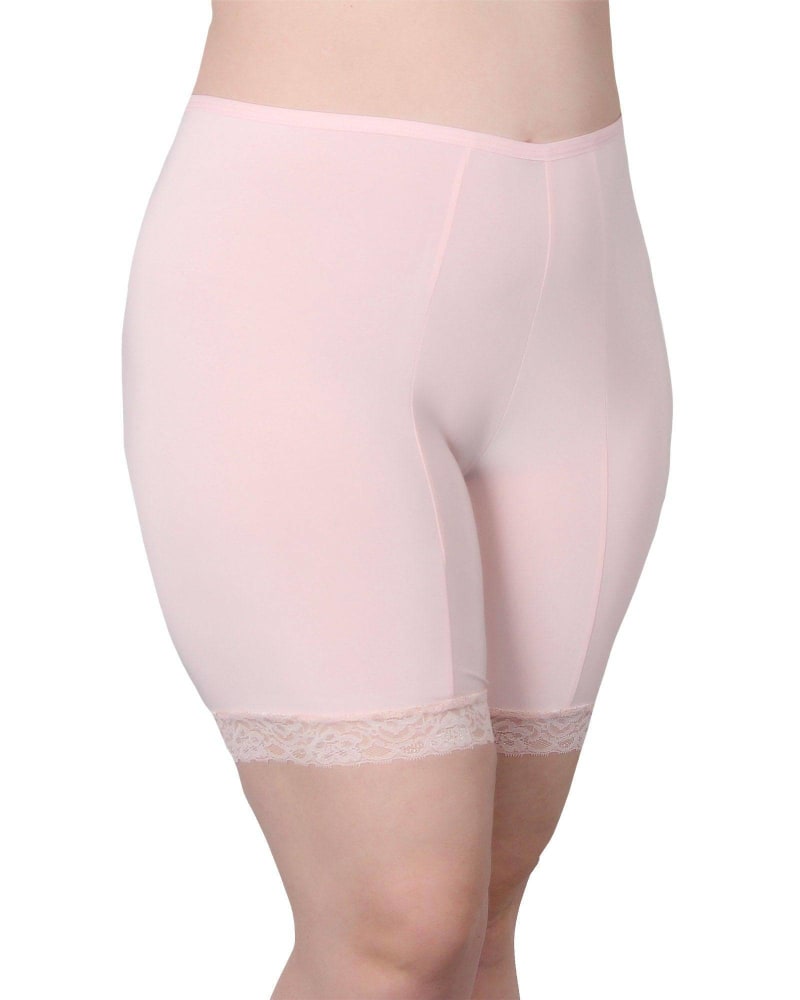 Front of a model wearing a size L Fusion Anti Chafing Shortlette Slipshort in Rose by Undersummers. | dia_product_style_image_id:243462